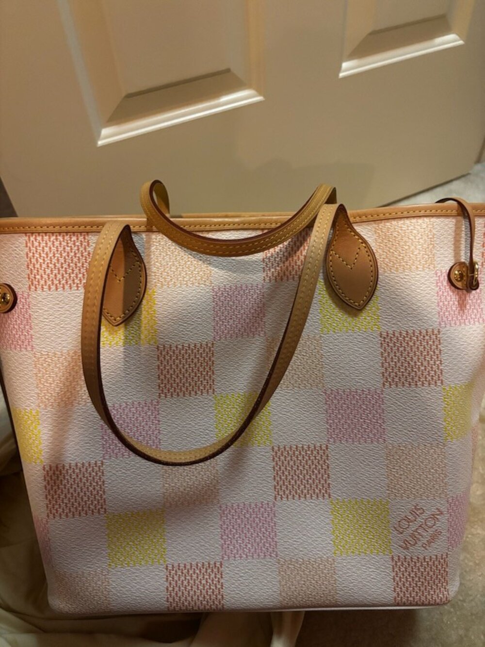 Louis vuitton Damier Giant MM Neverfull in Peach